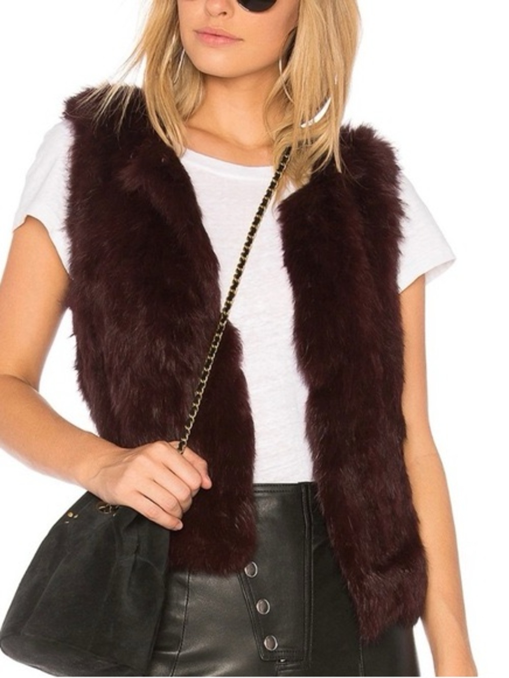 525 America Luxe 100% Rabbit Fur Vest | Wine Purple | XS - excellent condition